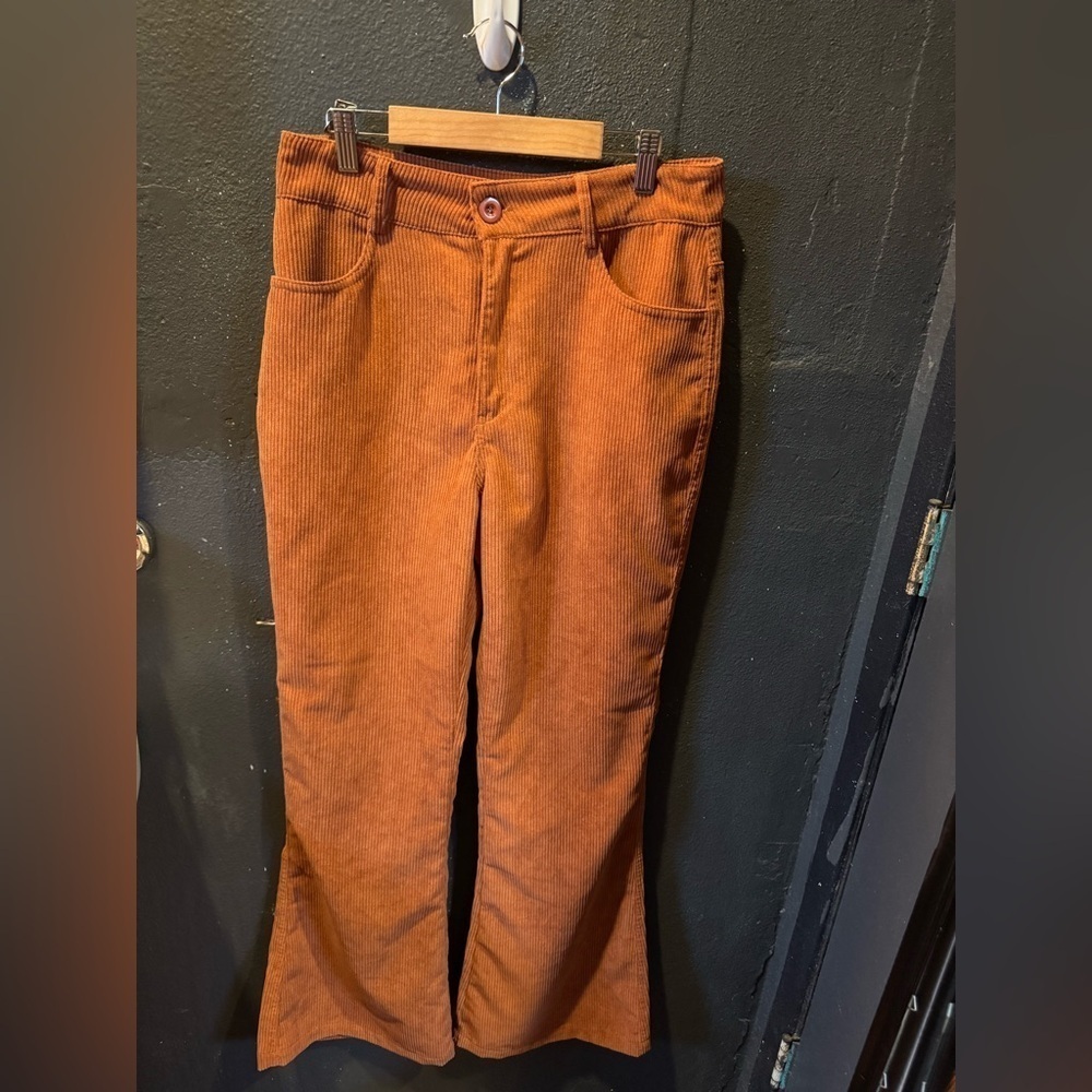 Nasty Gal Burnt Orange Corduroy Flare & Wide Leg Jeans
